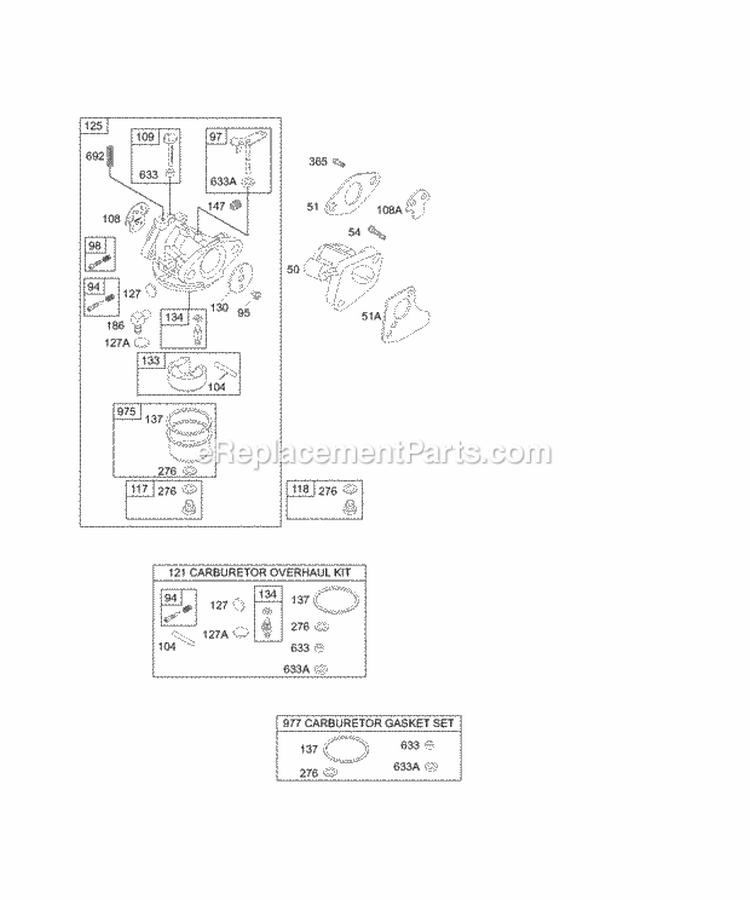 Carburetor Group KitsGasket Sets-Carburetor Diagram and Parts List for 133402-0011-01  Briggs and Stratton Engine
